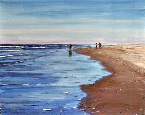 Strandwanderung;Oel auf Leinwand,;80 x 100 cm;2600 - Galerie Wroblowski